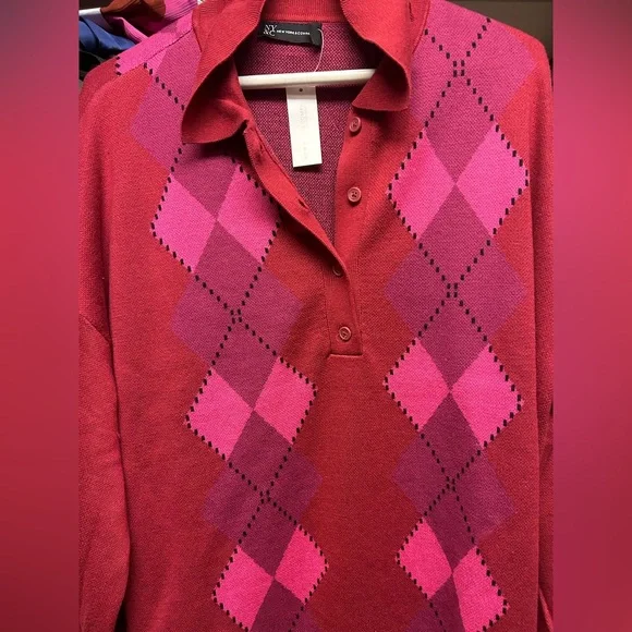Robe Tricotée New York & Company - Taille XL, Grise, Col V, Manches Longues, Longueur Genou, Neuve Avec étiquettes